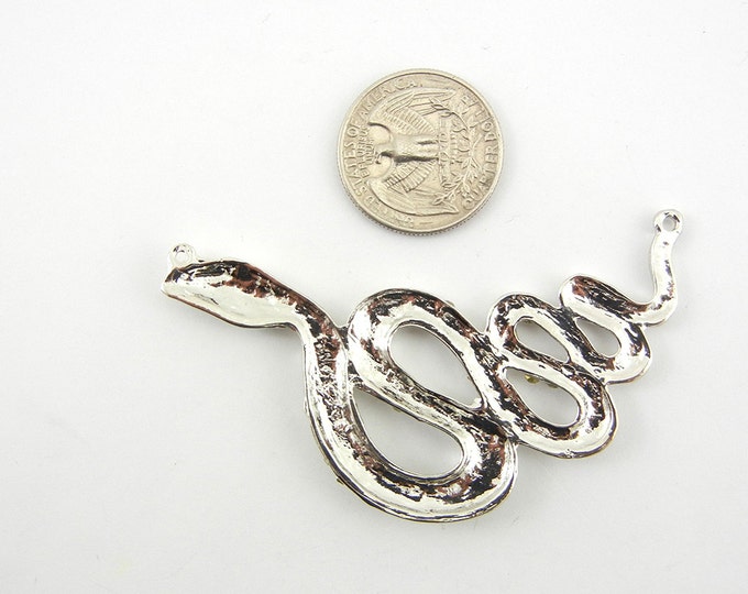 Double Link Silver-tone Curled Snake with Rhinestone