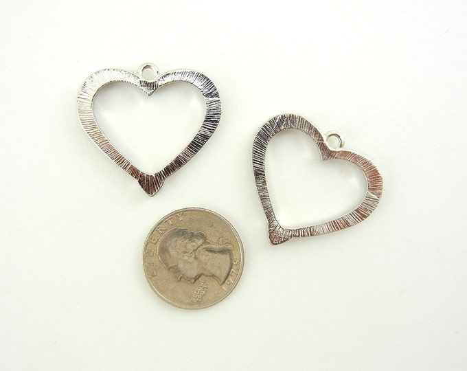 Pair of Silver-tone Rhinestone Heart Charms