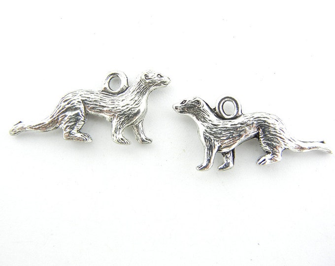 Pair of Silver-tone Pewter Ferret Charms