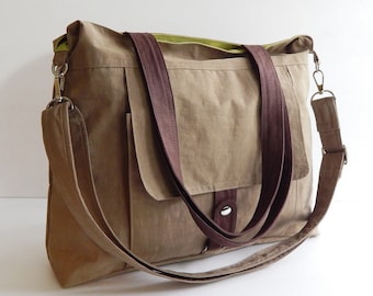 Sale - Water-Resistant Bag in khaki- messenger bag, tote, shoulder bag, laptop, purse, everyday bag, handbag, diaper bag - AIMEE