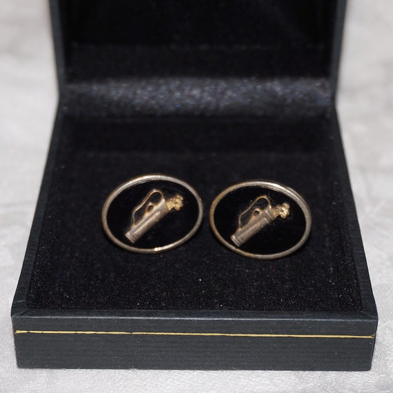 Mens Vintage Anson 50s Gold Plated Cufflinks Cuff Links Golf