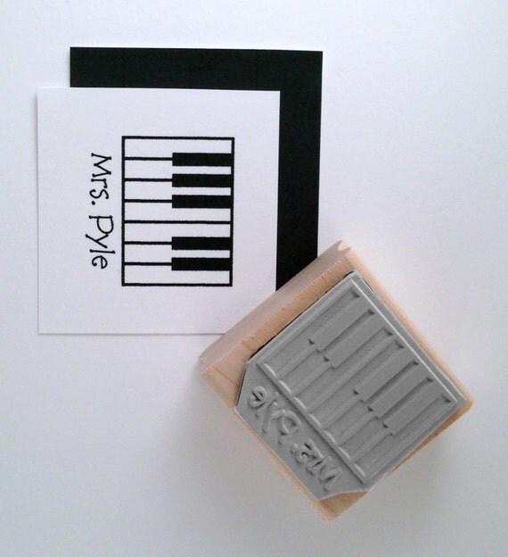 Piano Keyboard Personalized Rubber Stamp by cupcaketree on Etsy