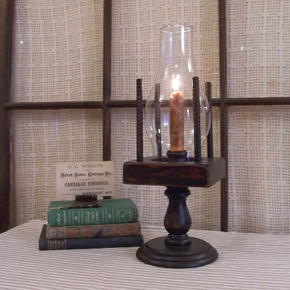 Vintage Hurricane Candle Lamp Standard Glass Globe Lamp Black