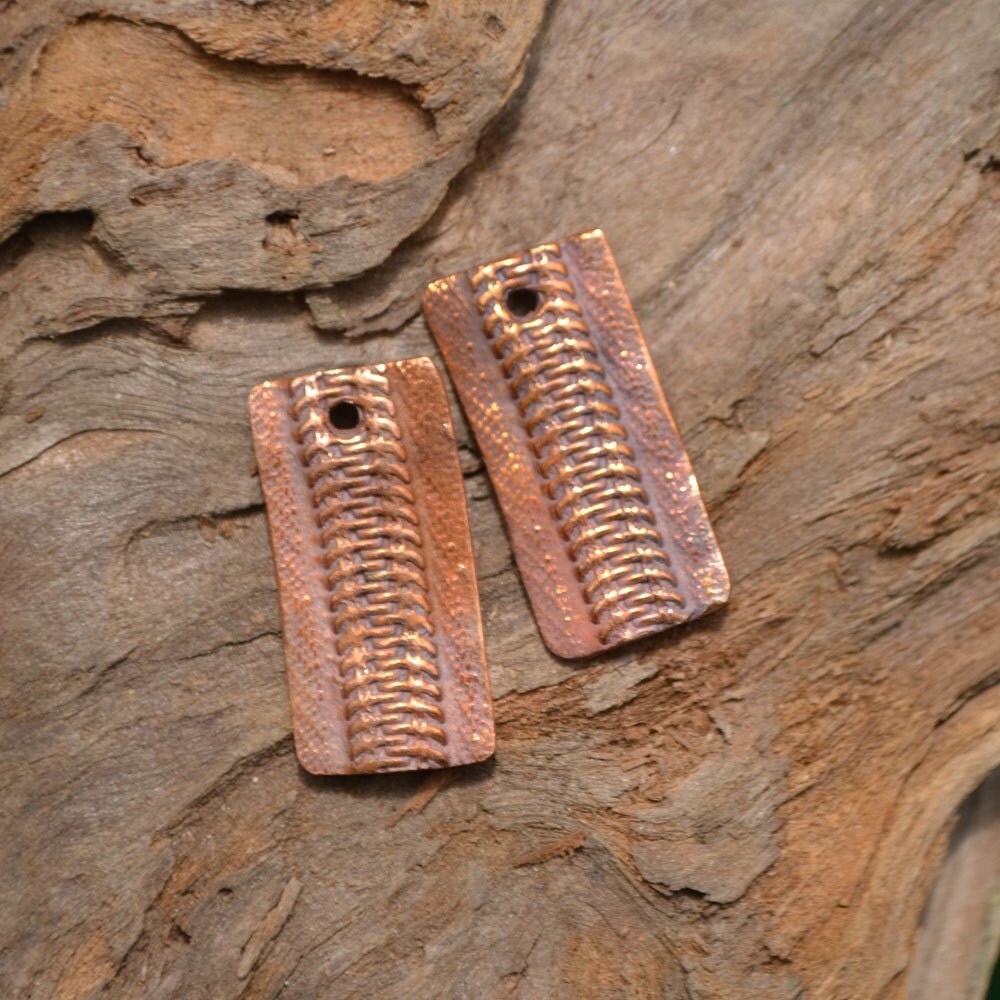 Handmade Copper Zipper Rectangle pair by KristiBowmanDesign