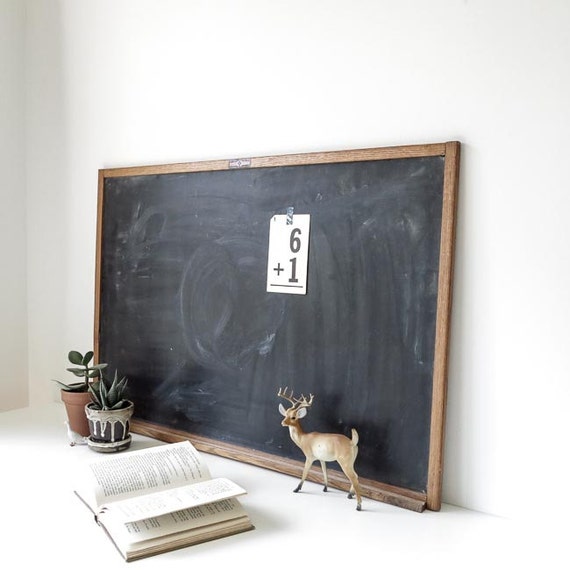 huge vintage blackboard with ledge / chalkboard / memo board