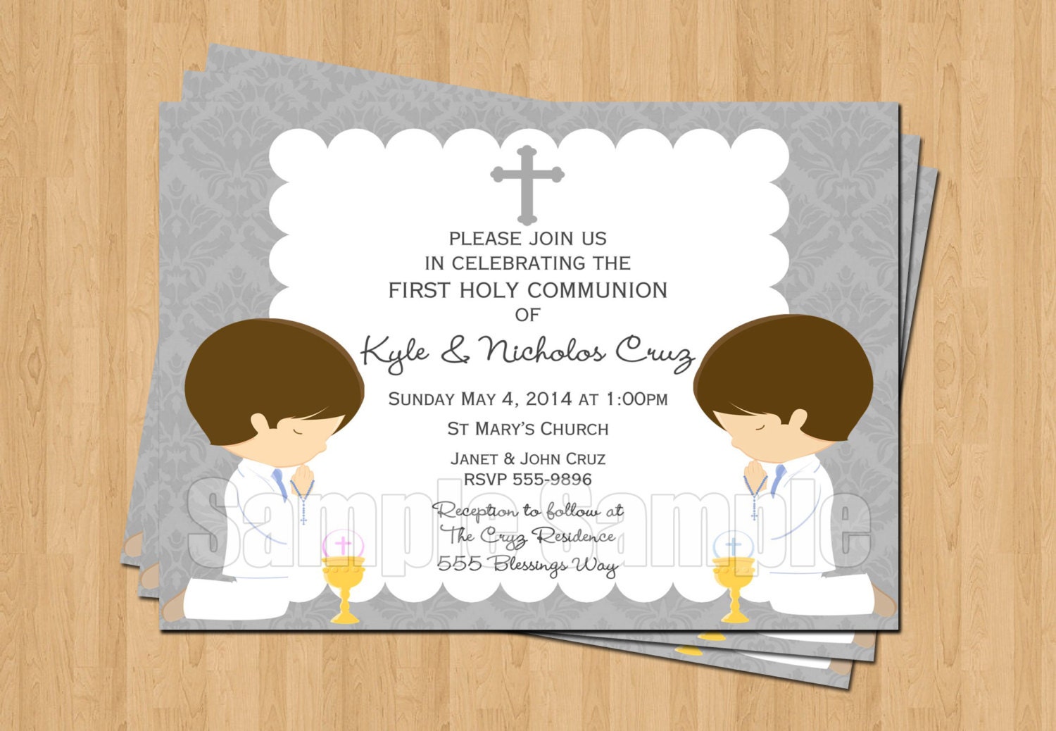 Invitations Communion For Twins 10