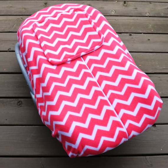 Chevron Car Seat Cover for Winter Baby with Zipper Pink and