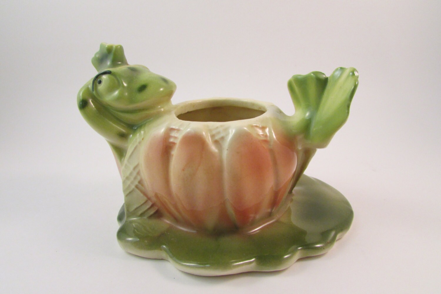 Vintage Shawnee Pottery Planter Frog on Lily Pad