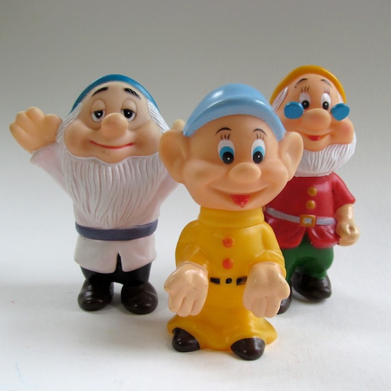 Vintage Disney Squeeze Toys Seven Dwarfs Snow White Bath