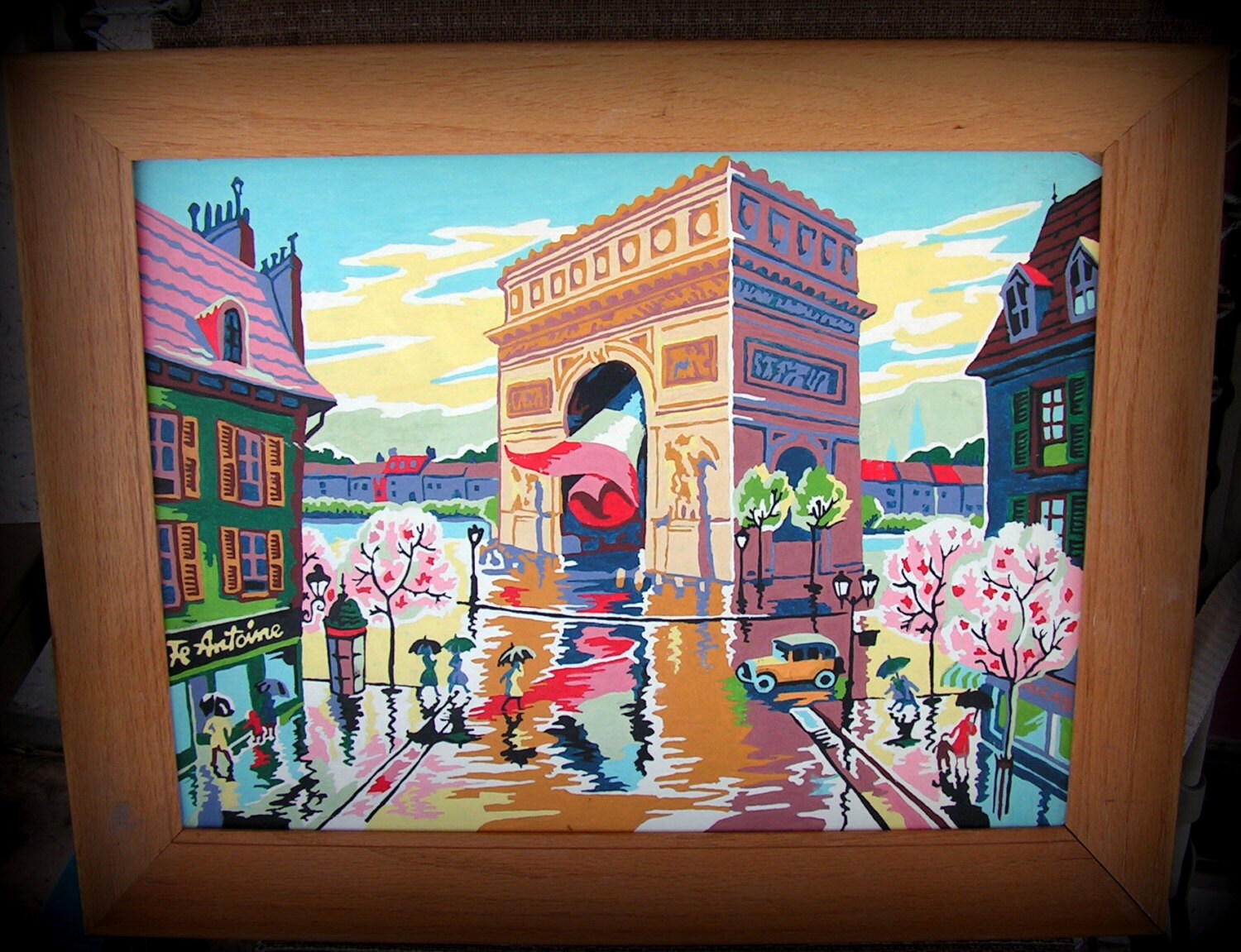 RESERVED ON HOLD Paint by Number Painting Mid Century Original