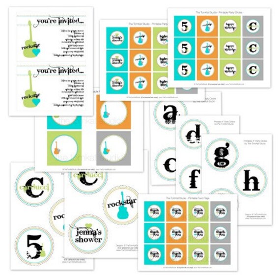 Rock Star Party Full Printable Collection by The TomKat Studio Il_570xn