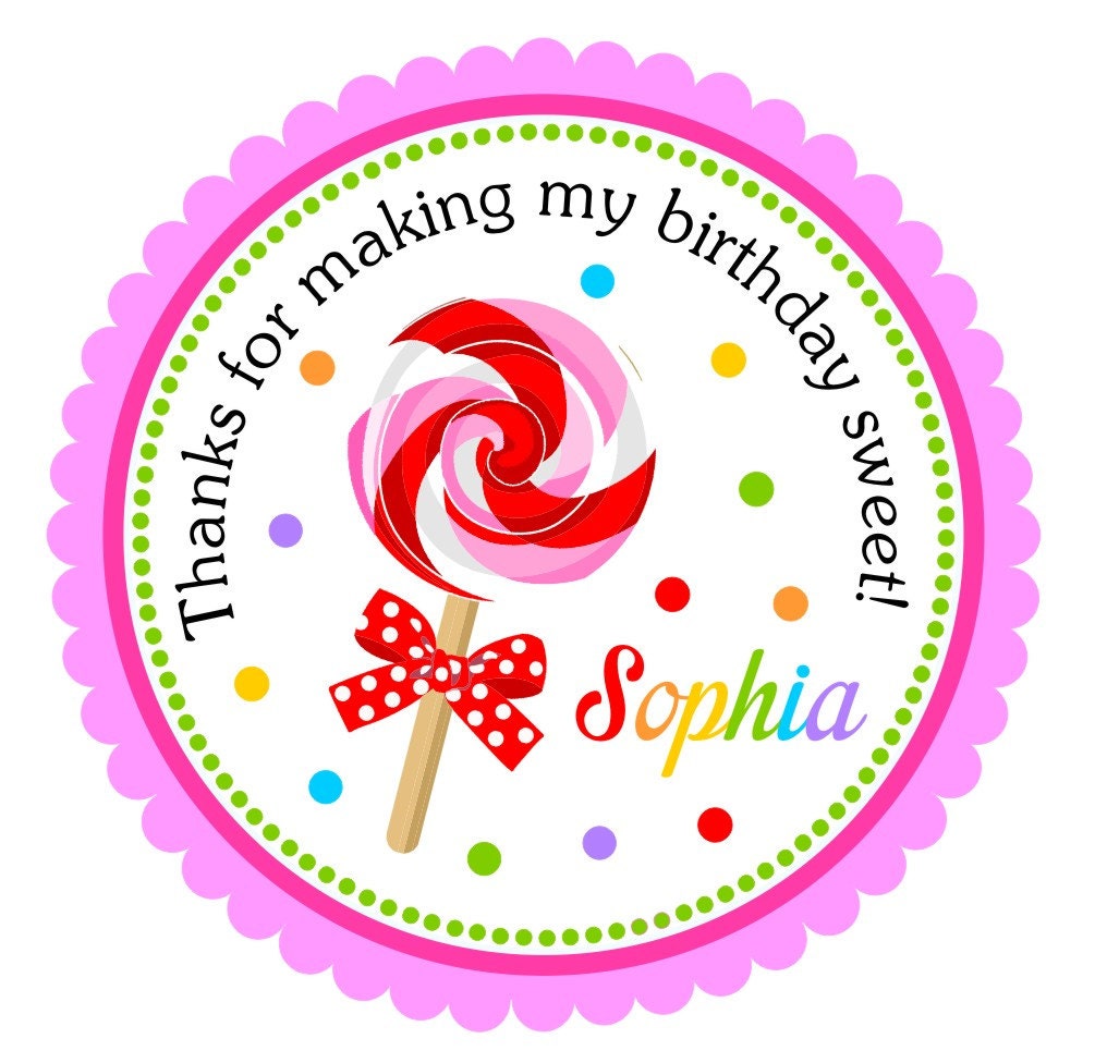 Lollipop Stickers Personalized Lollipop Labels Lollipop Gift