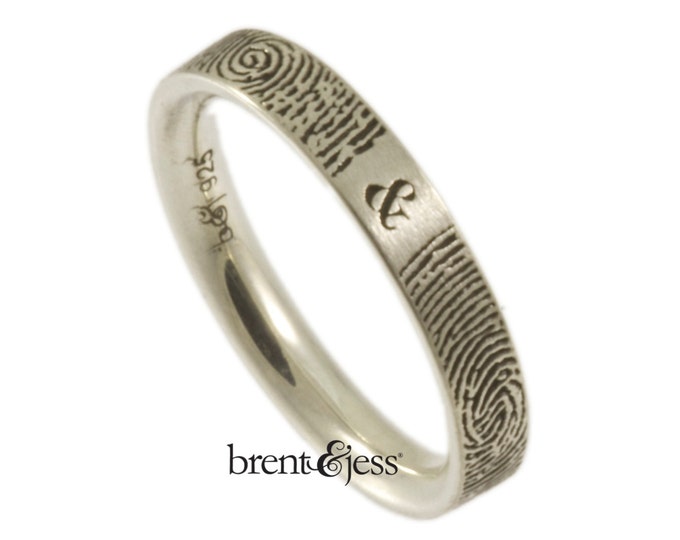 Personalized Fingerprint Wedding Band Handcrafted in the US,  Our Exclusive  Narrow  You & Me Forever Personalized Ring