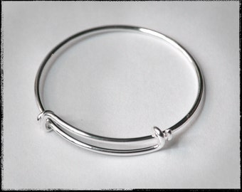 Baby Bangle! Tiny Adjustable Silver bangle bracelet for charms. For stacking, charm bracelets. Bracelet blanks. Jewelry supplies (WD35)