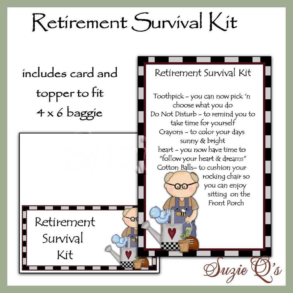 Retirement Survival Kit includes Topper and Card male