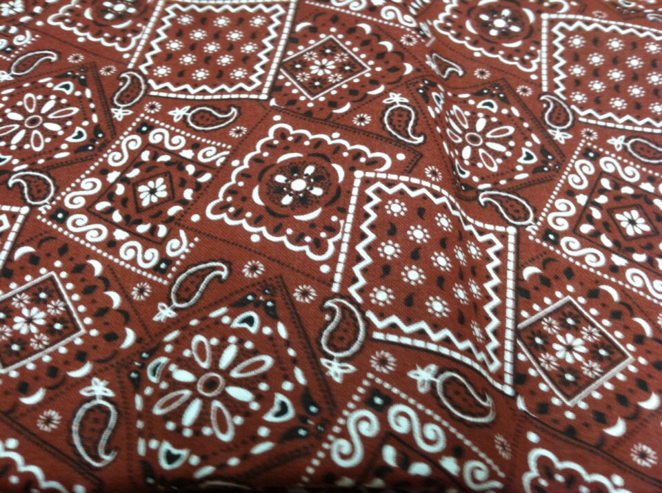 Bandana print fabric rusty brown by TheUntangledThread on Etsy