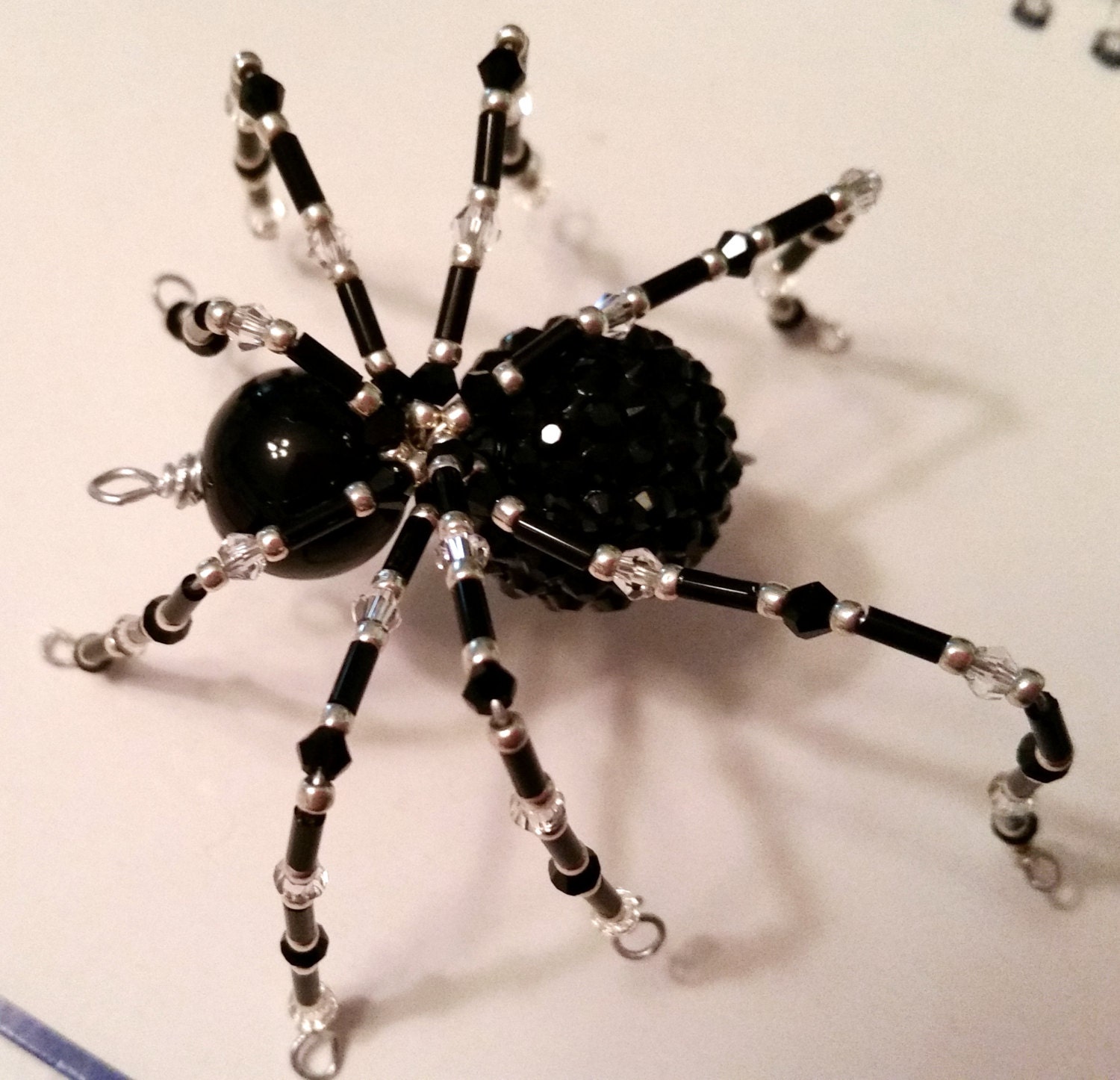 Handmade Beaded Crystal Spider Charm FREE SHIPPING