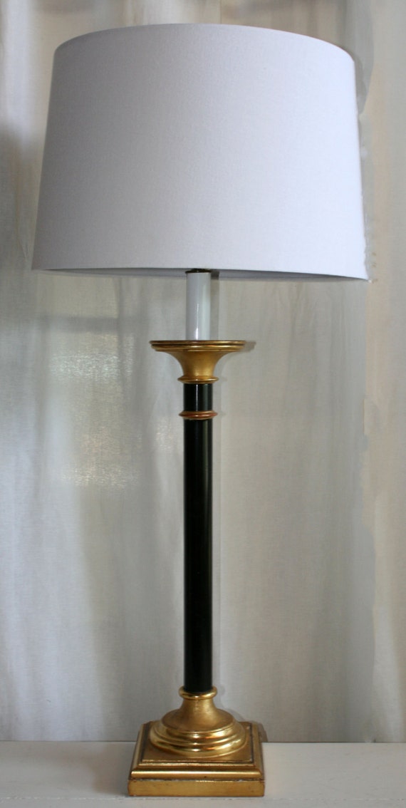 Vintage Curry Black and Gold Buffet Lamps by ThreetreesInteriors
