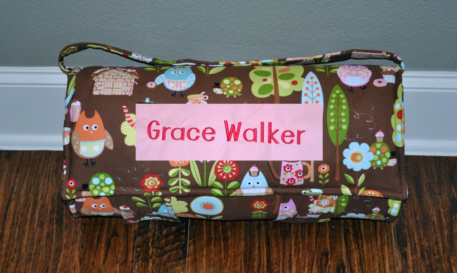 Nap Mat Monogrammed Owls in Chocolate Nap Mat by PreciousnProsper