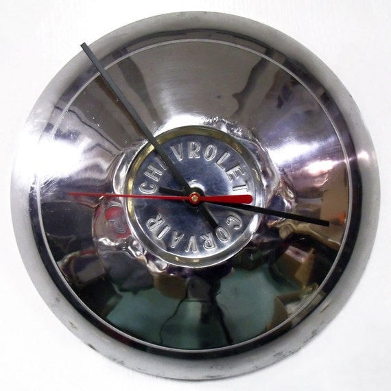 1960 1961 Chevy Corvair Hubcap Clock Chevrolet by StarlingInk