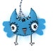Felt Owl Ornament, handstiched aqua blue felt