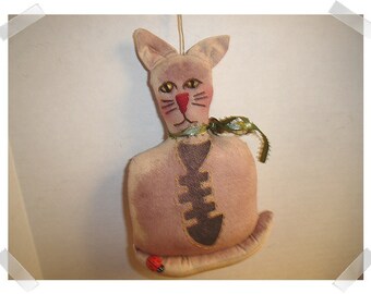 Cat Ornament/ Muslin Fabric /Hand Embroidered/ Handmade**
