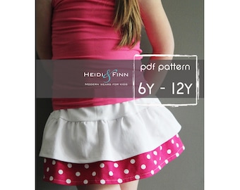 Tennis skort pattern and tutorial PDF 6y-12y easy sew skirt shorts uniform