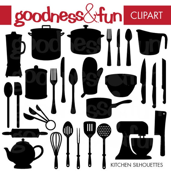 Buy 2 Get 1 FREE Kitchen Silhouettes Clipart Digital
