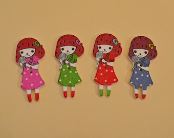 Brown-Haired Girl Button (BT-114)