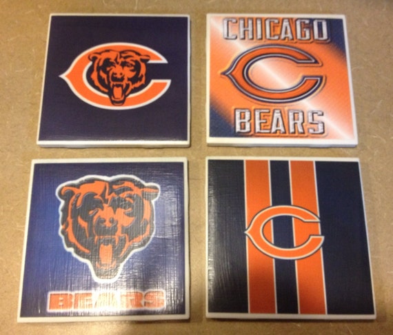 Chicago Bears Ceramic Tile Coasters by JensScraps on Etsy