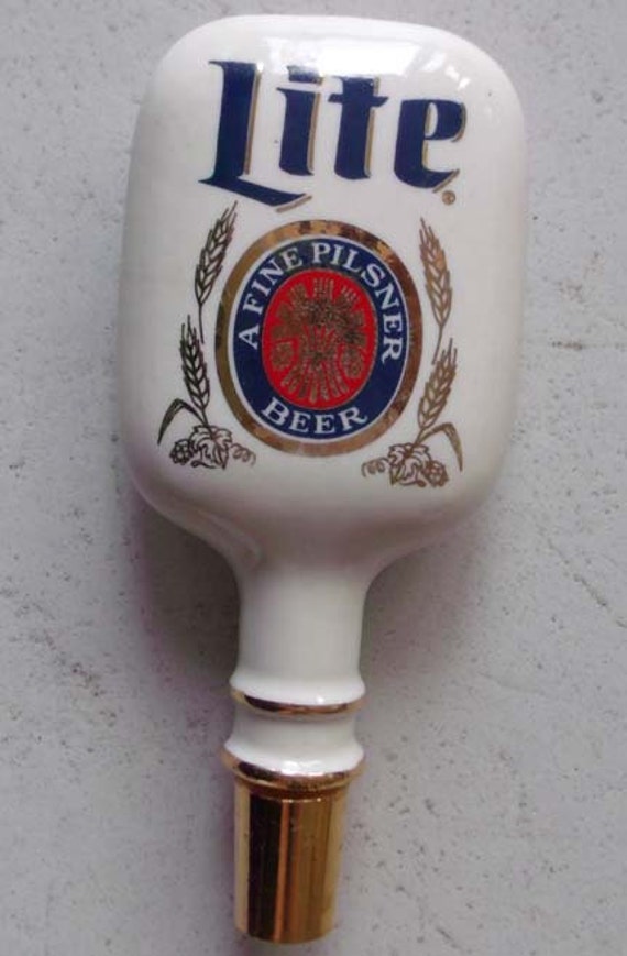Vintage Miller LITE Porcelain Beer Tap Handle Barware Pilsner