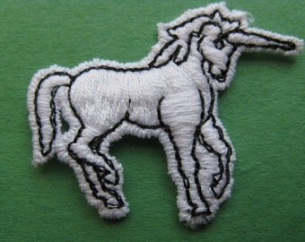 white unicorn patch magical creature appliqué vintage jacket patch new old stock
