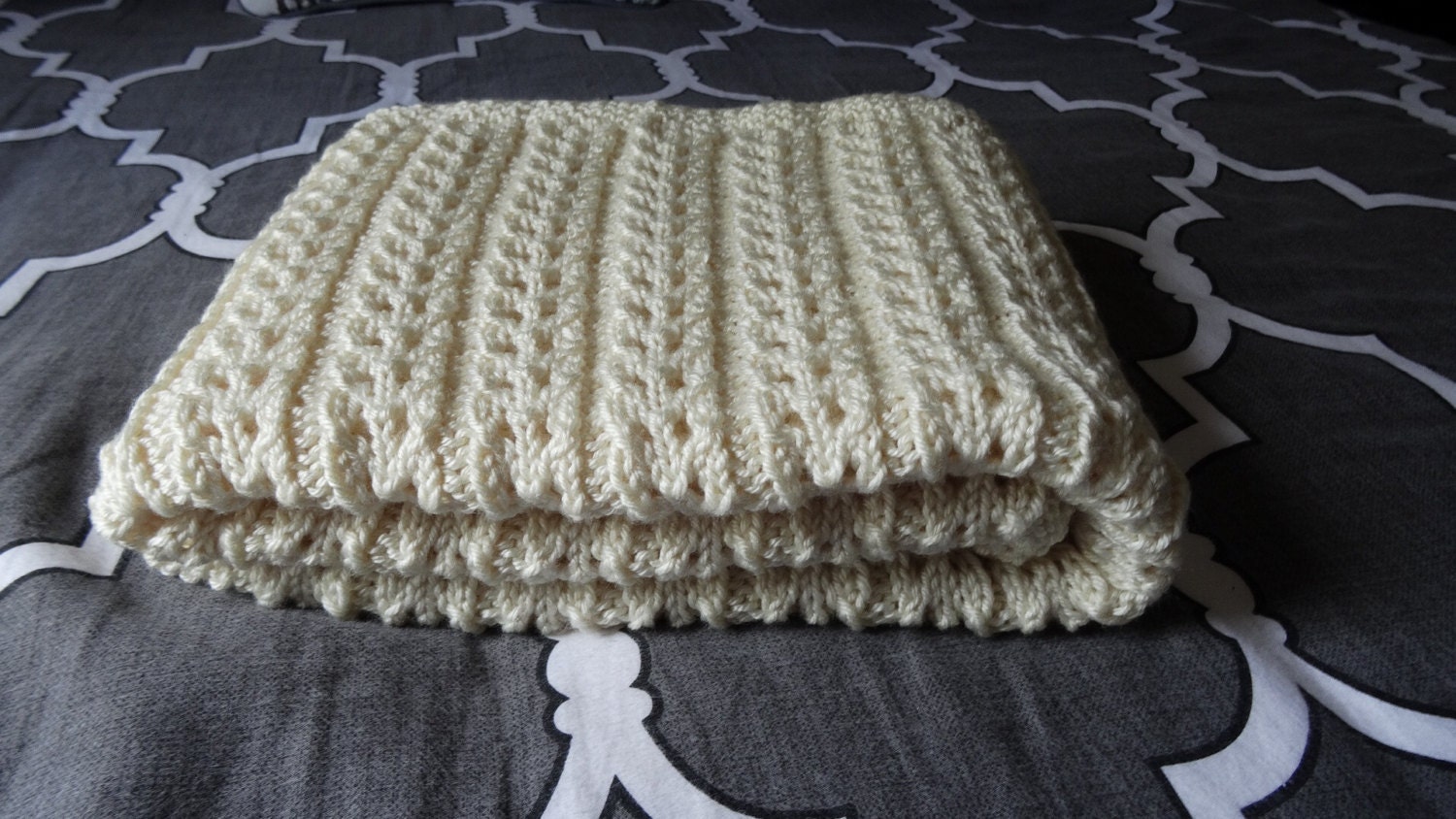 Cream Color Baby blanket Toddler knit blanket by TovarKnitKnacks