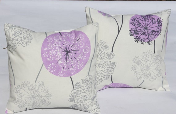 Pillows lilac purple silver grey gray dandelion clock by VeeDubz