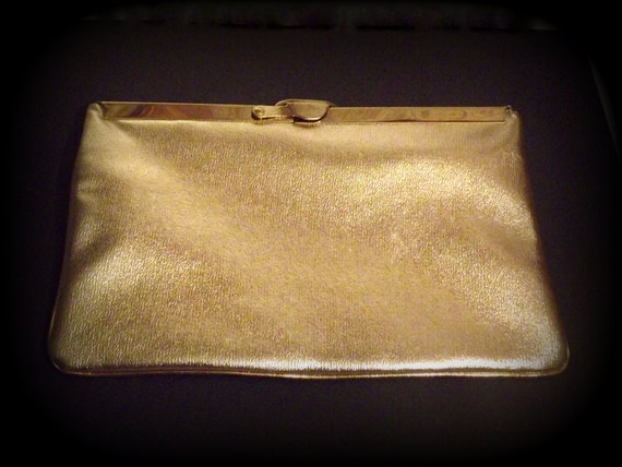 Clutch Purse, Harry Levine, HL Gold Clutch, HL Purse, HL Gold Lame ...