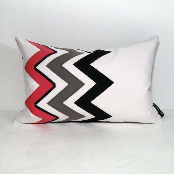 Hot Pink Chevron Pillow Cover Modern Outdoor Pillow by Mazizmuse