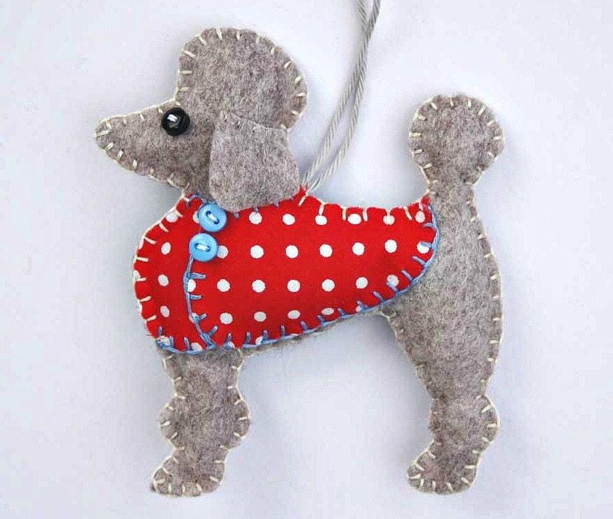 Poodle Christmas ornament Felt dog ornament by PuffinPatchwork