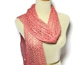 Coral Beauty Scarf, Knit Scarf, Hand Knit Scarf, Lacy Scarf, Mothers Day