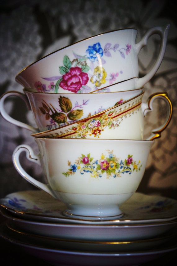 Vintage Tea Cups and Saucers for Tea Parties by CherryBlossomWay