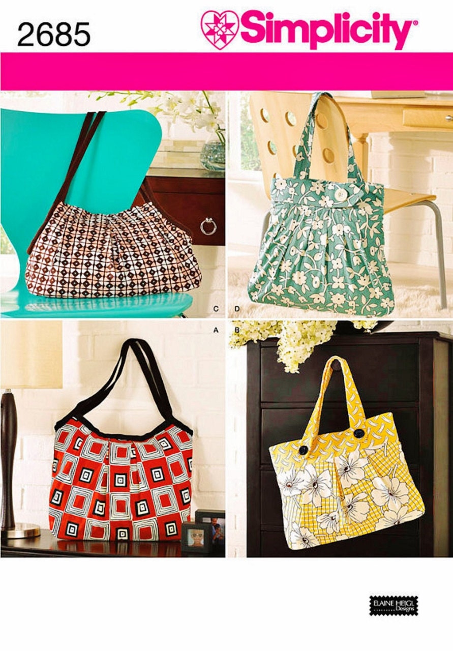 Lined Tote Bags Pattern Simplicity 2685 sewing pattern by blue510