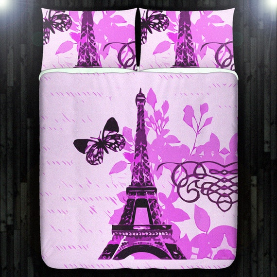 Pink Paris Bedding Eiffel Tower Duvet Cover Queen Size King