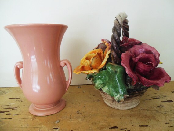 Vintage Pink Pottery Vase Art Deco 9 Abingdon By 40sZen On Etsy