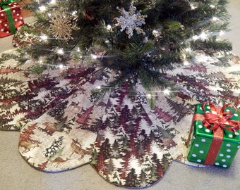 large alpine woods 12 scallop christmas tree skirt large alpine woods 12 scallop christmas tree skirt
