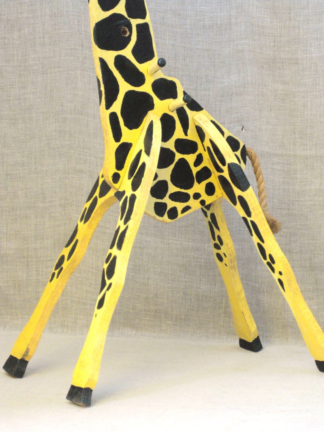 Vintage Folk Art Giraffe Childrens Coat Rack / Animal / Wooden