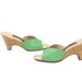 70s Wedge Mules Pumps Heels 7 Lime Green Mod Bow Top Cork Heels Womens Shoes Vintage 1970s