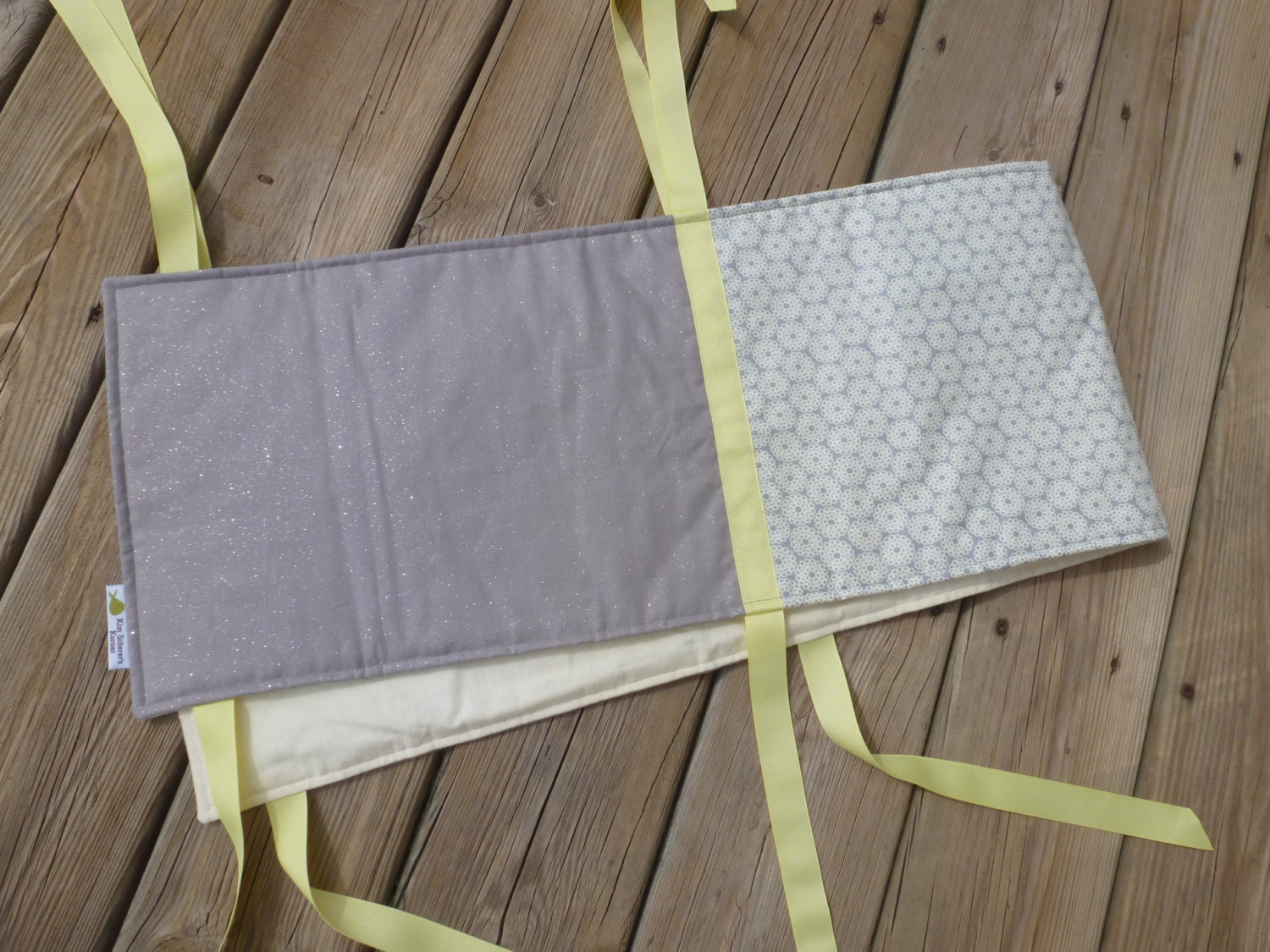 Crib Teething Guard 1pc Gray Sparkles and by KimScherersKorner