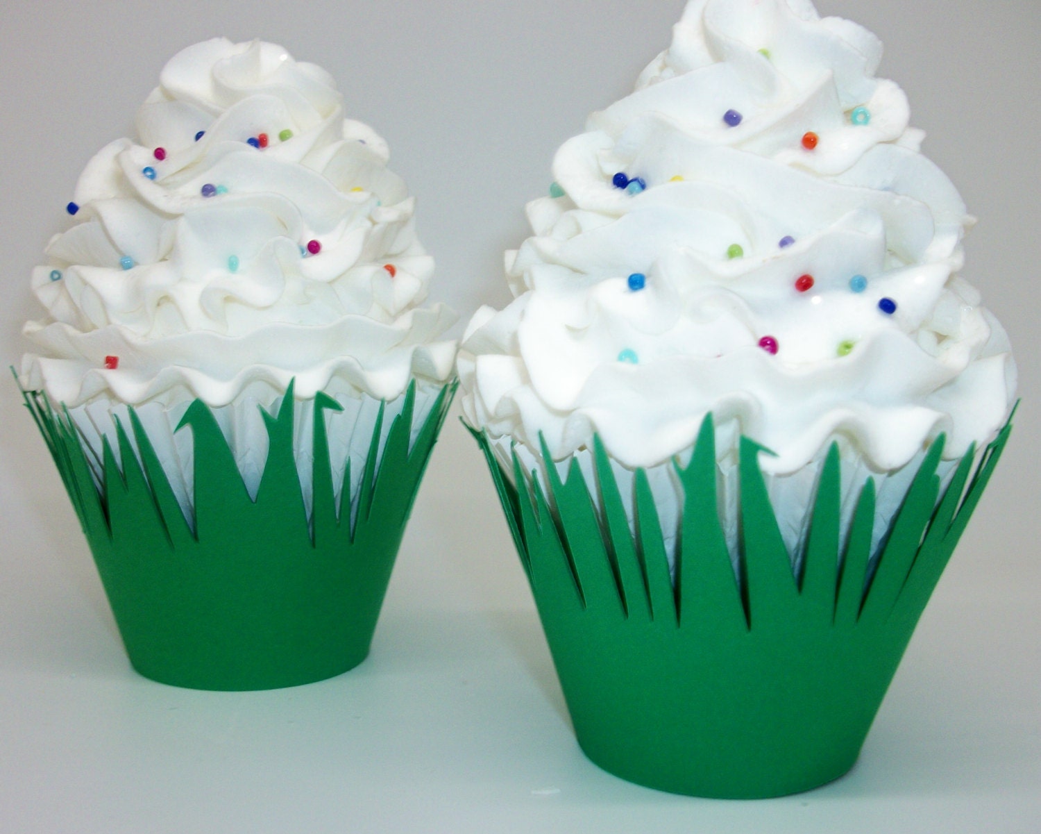 Green Grass Cupcake Wrappers Completely Assembled