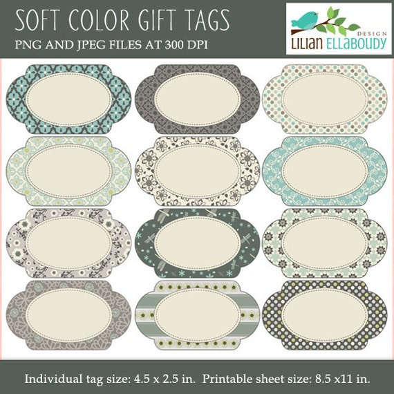 Oval editable printable labels in assorted colors and by bylilmade