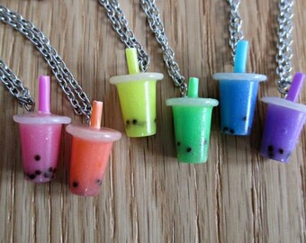 Bubble Tea Miniature Food Necklace - Boba Tea - Milk Tea - Miniature Food Jewelry