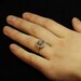 Bague Art Déco Or 18k Calcedoine Diamant - Taille 3.5, Rectangle à Coins Coupés, Occasion